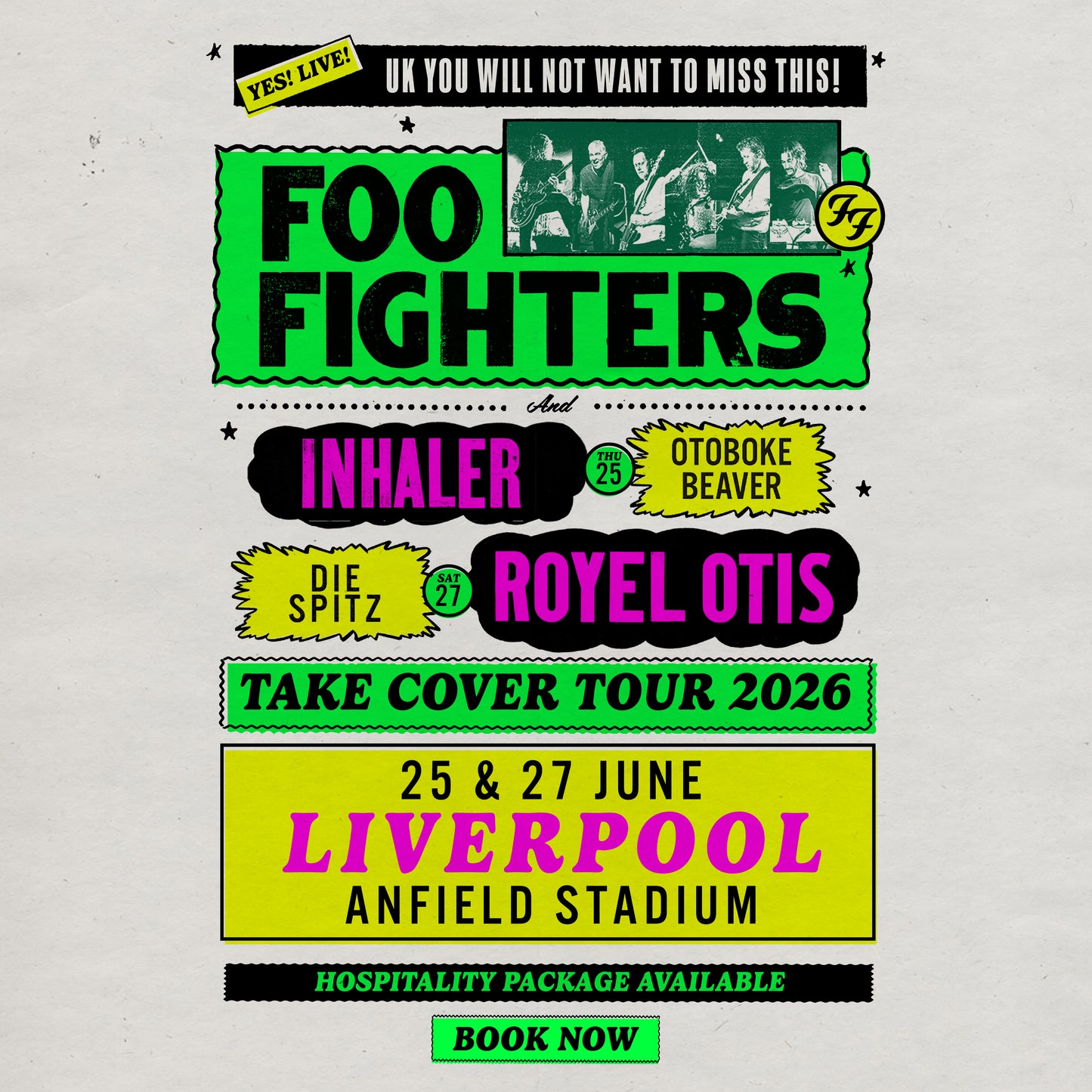 Foo Fighters "Take Cover Tour" - The Beat Gold Package | Saturday, 27th June 2026